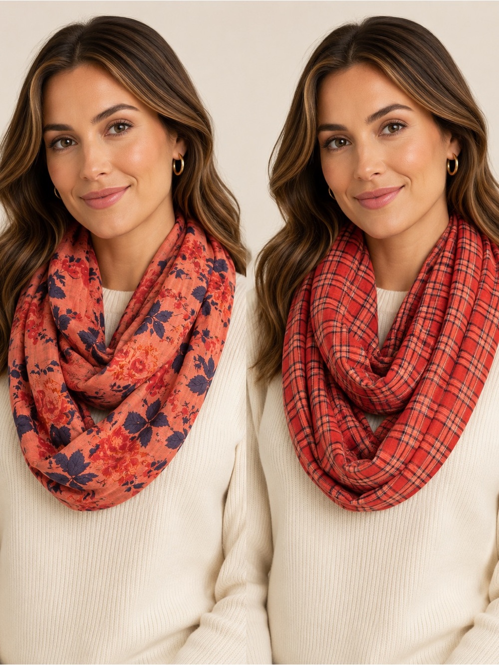 Reversible print infinity scarf NWT